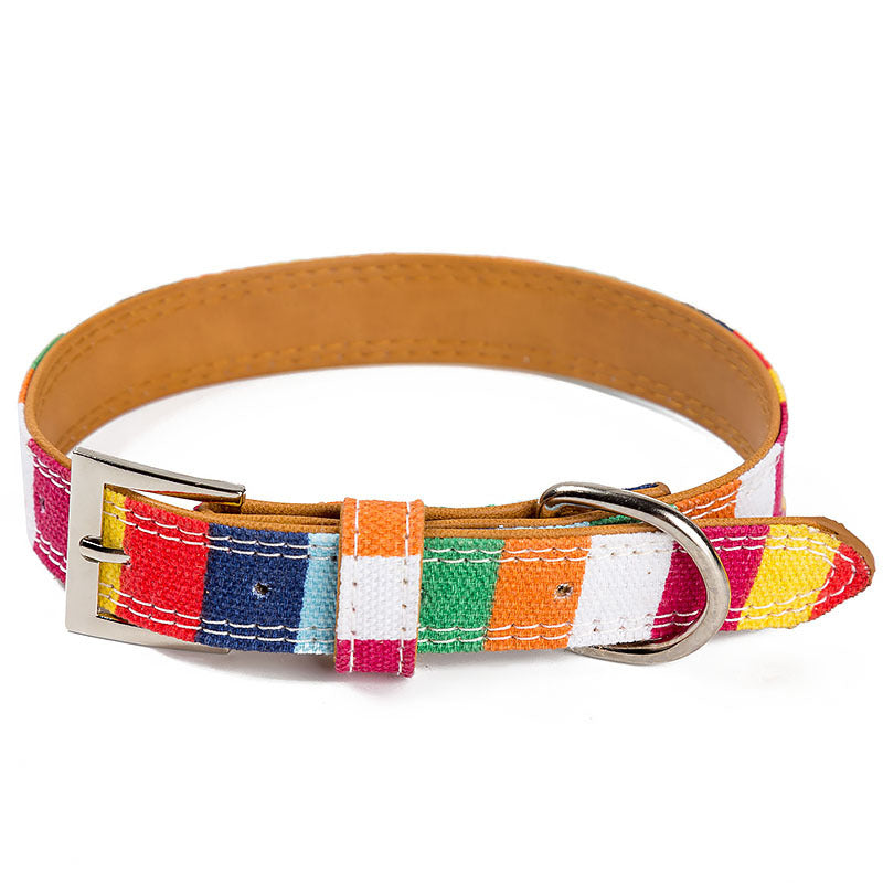 Collar de cuero multicolor